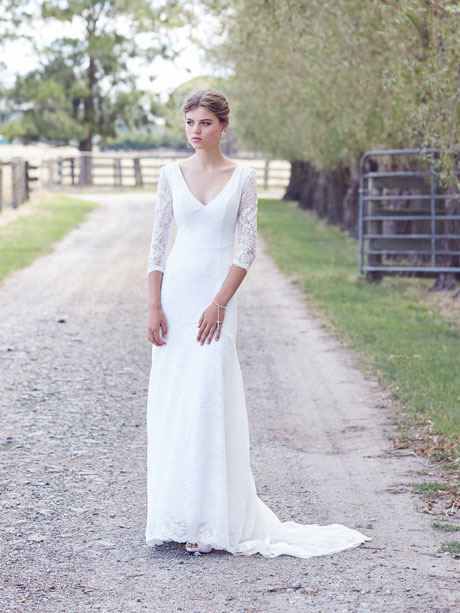 Lace wedding gown with sleeves