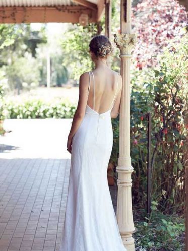 White lace gown back