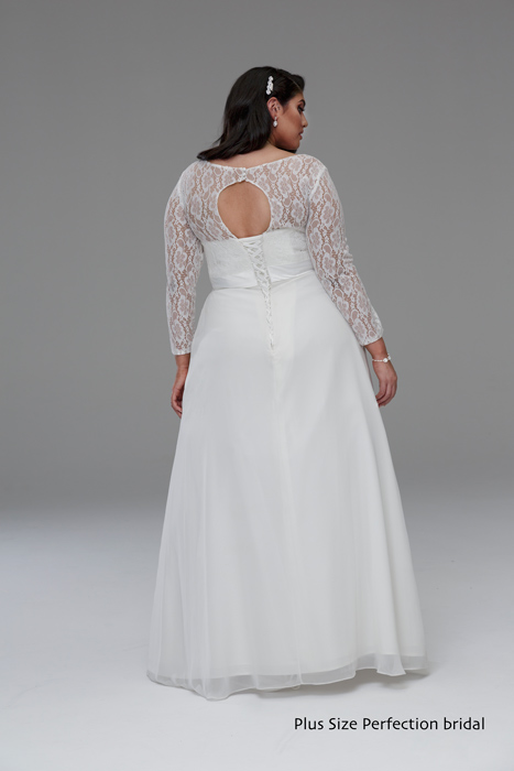 Keyhole Back of V-neck lace gown style