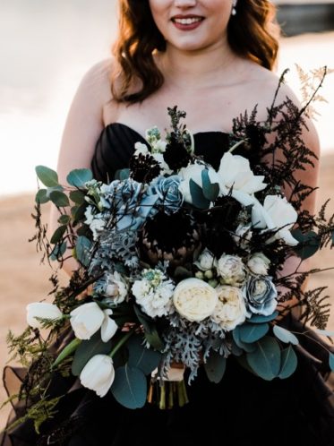 Wedding flowers for a black wedding dress