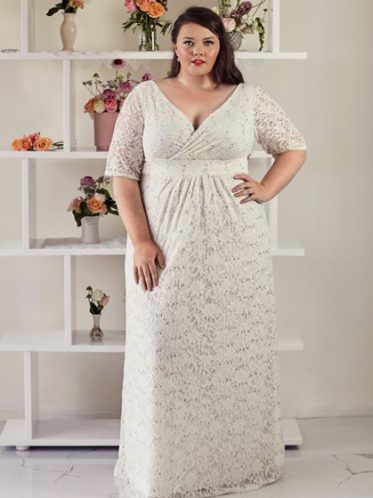 Plus size wedding dress with sleeves Paige
