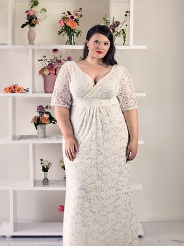 plus size wedding dress with sleeves