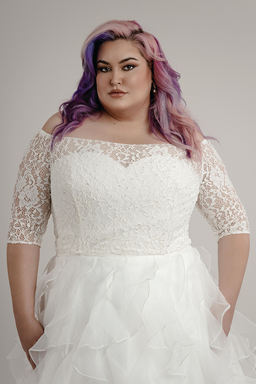 Plus size designs with ruffle skirt