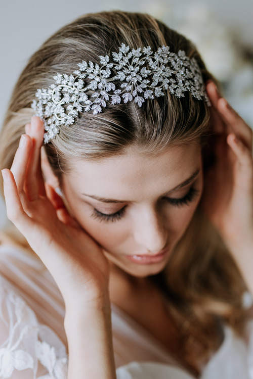 Wedding headband silver sparkle