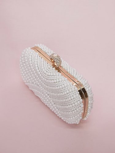 Rose gold evening wedding bags with pearls