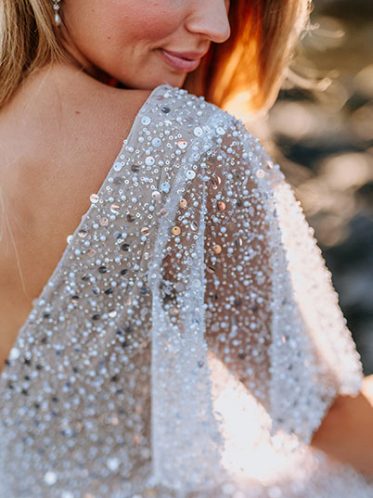 Beaded sleeve for Jolie wedding gown