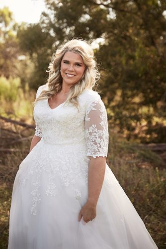 Curvy bride lace sleeve gown