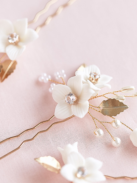 DUSTY BLUE | Floral Wedding Hair Pins - All About Romance: Handmade Veils &  Adornments