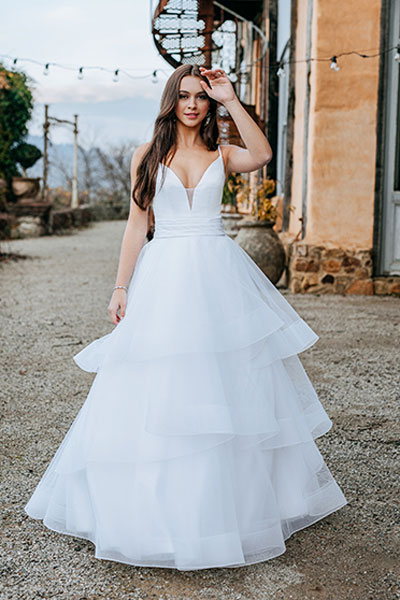 Harriet deb gown with ruffle skirt