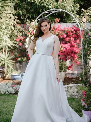 Classic satin A-line wedding dress the Hazel