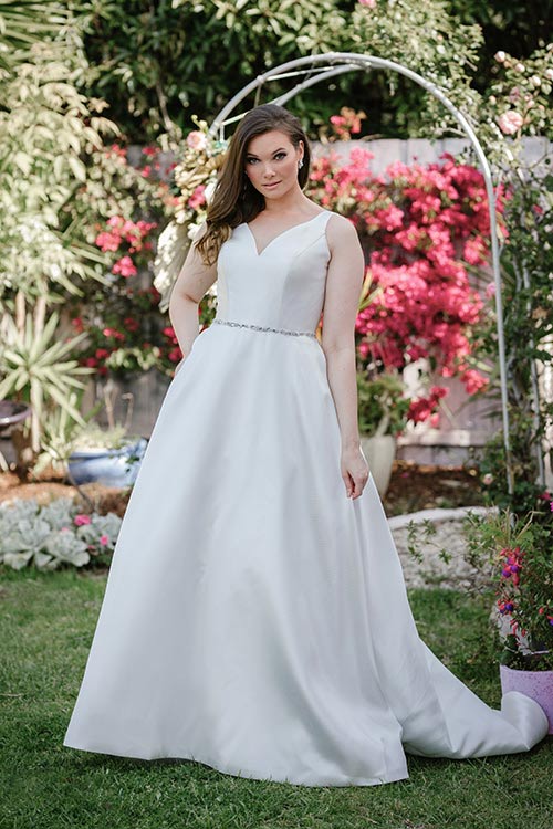 Classic satin A-line wedding dress the Hazel