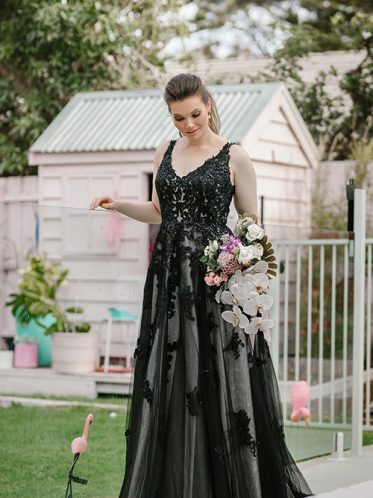 Dark coloured bridal gown