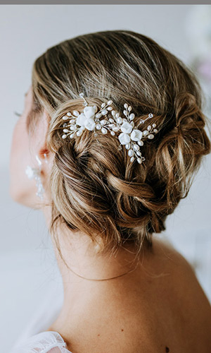Perfect hair style for wedding dress with matching jacket
