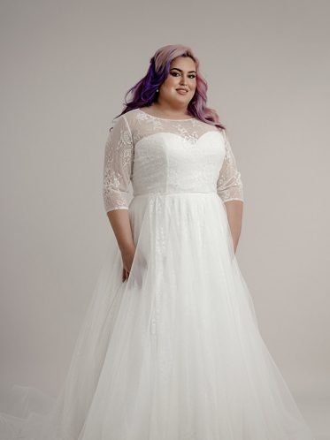 Bridal dress with matching lace jacket