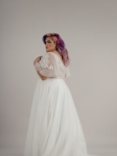 Margaret with ruffle tulle sleeve