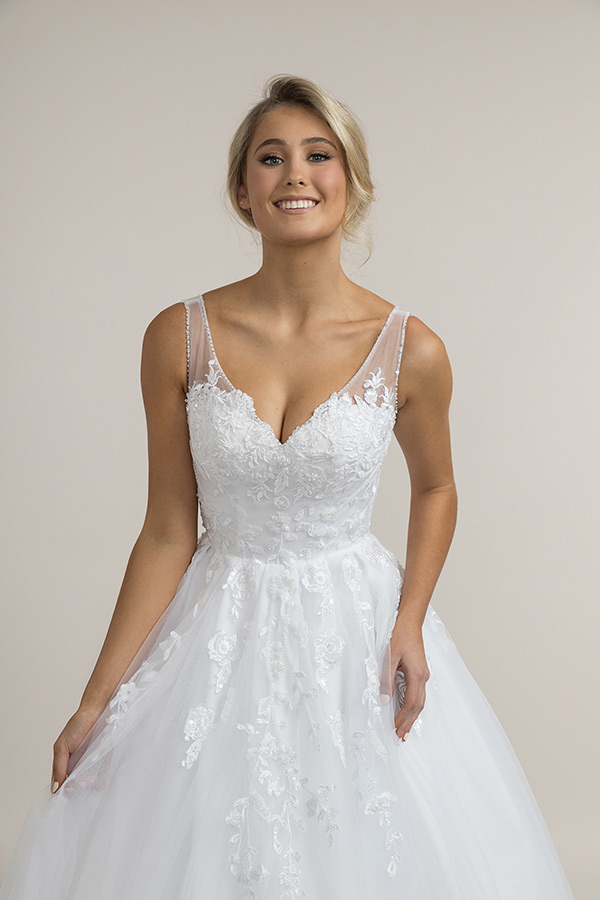 debutante gown with straps