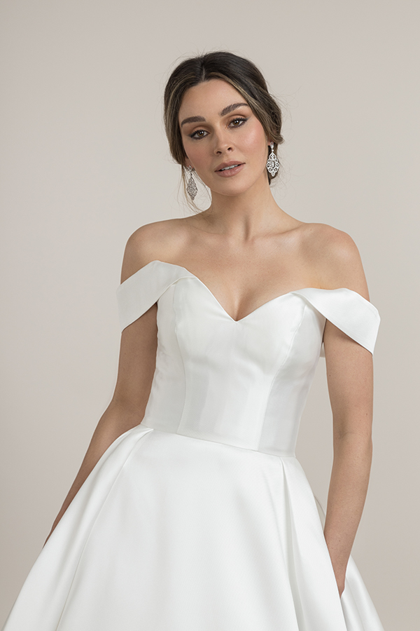 bodice of satin bridal gown