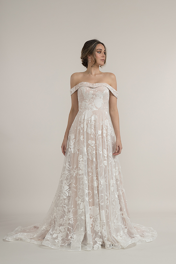 Leah S Designs bridal wedding dresses Melbourne Eloise blush a-line wedding dress