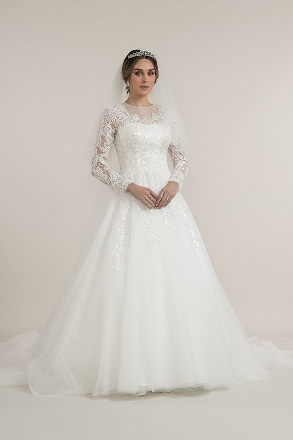 Leah S Designs bridal wedding dresses Melbourne Amira Ivory long sleeve wedding dress