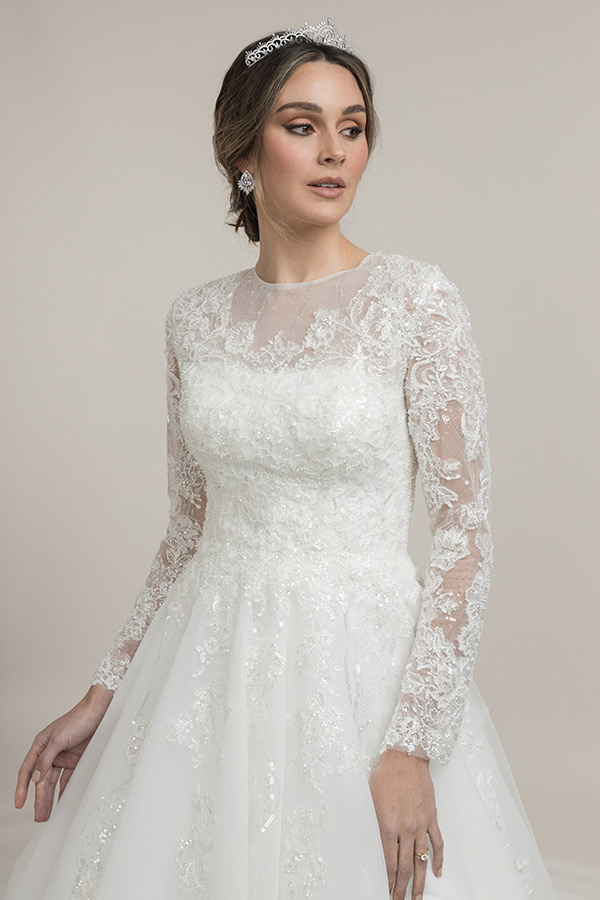 Leah S Designs bridal wedding dresses Melbourne long sleeved wedding dress
