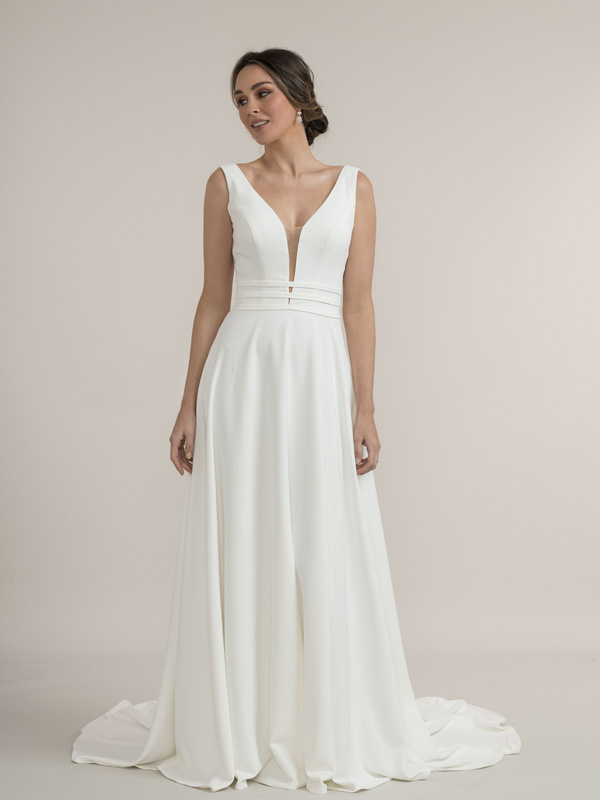 Simple stylish crepe bridal gowns