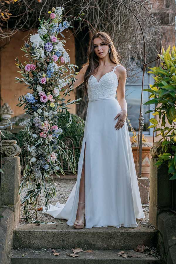 Leah S Designs bridal wedding dresses Melbourne fitted gown with a split