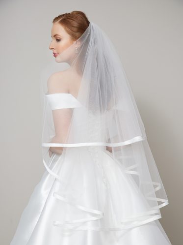 Leah S Designs bridal wedding veils Melbourne double ribbon edge veil