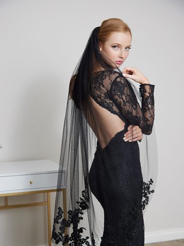 Black wedding veil from Leah S Designs Bridal Melbourne