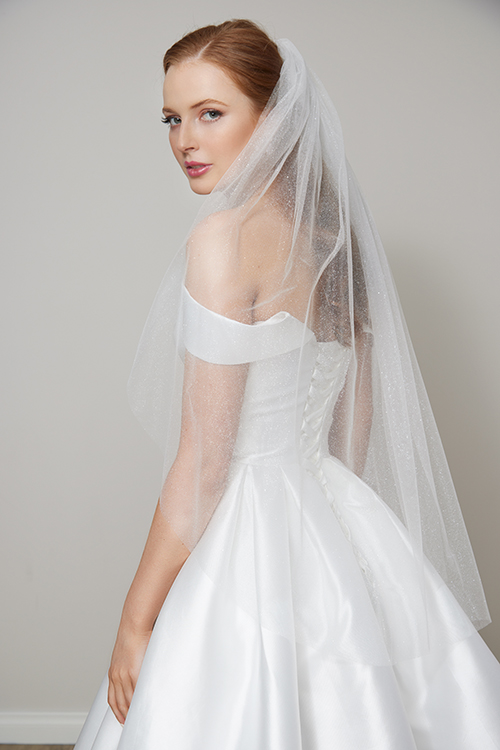 Short glitter tulle veil by Leah S Designs bridal wedding veils Melbourne