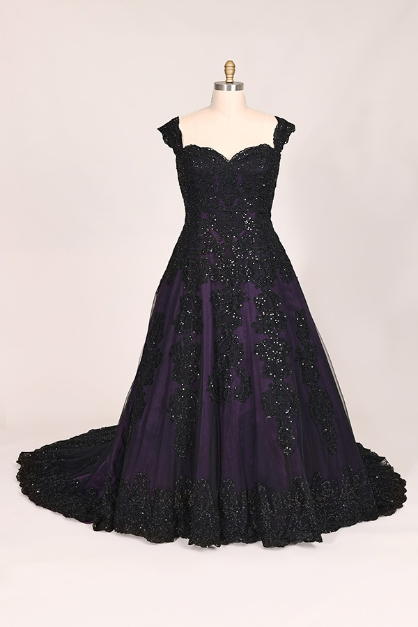 Black and purple wedding dress Leah S Designs bridal