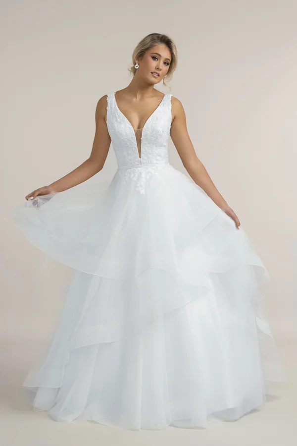 Train-less designer bridal dress A-line