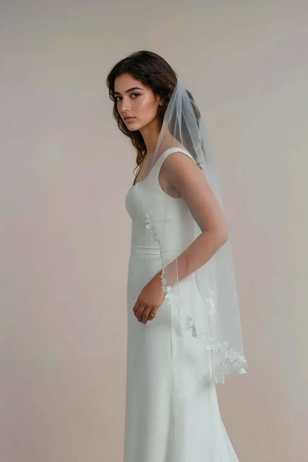 blusher veils single layer in store at Leah S Designs Hallam