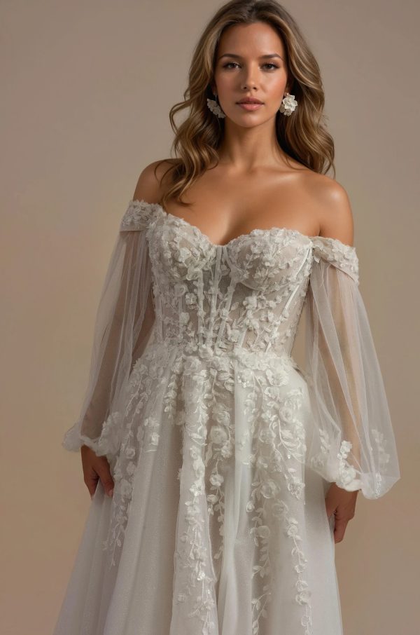 Nikki Dress With Sleeves off the shoulder