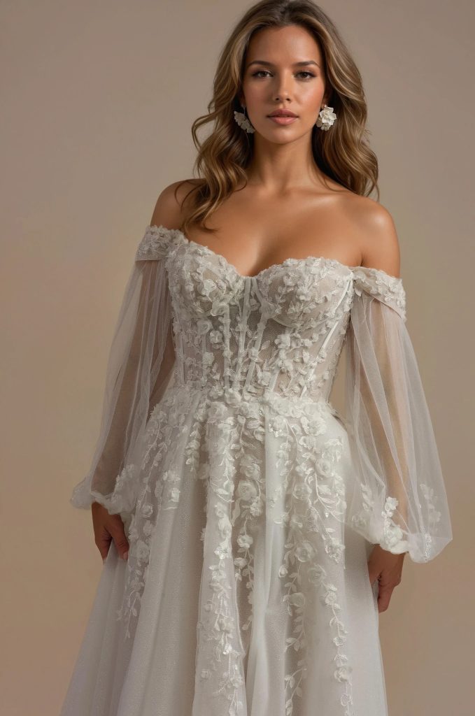 Nikki Dress With Sleeves off the shoulder