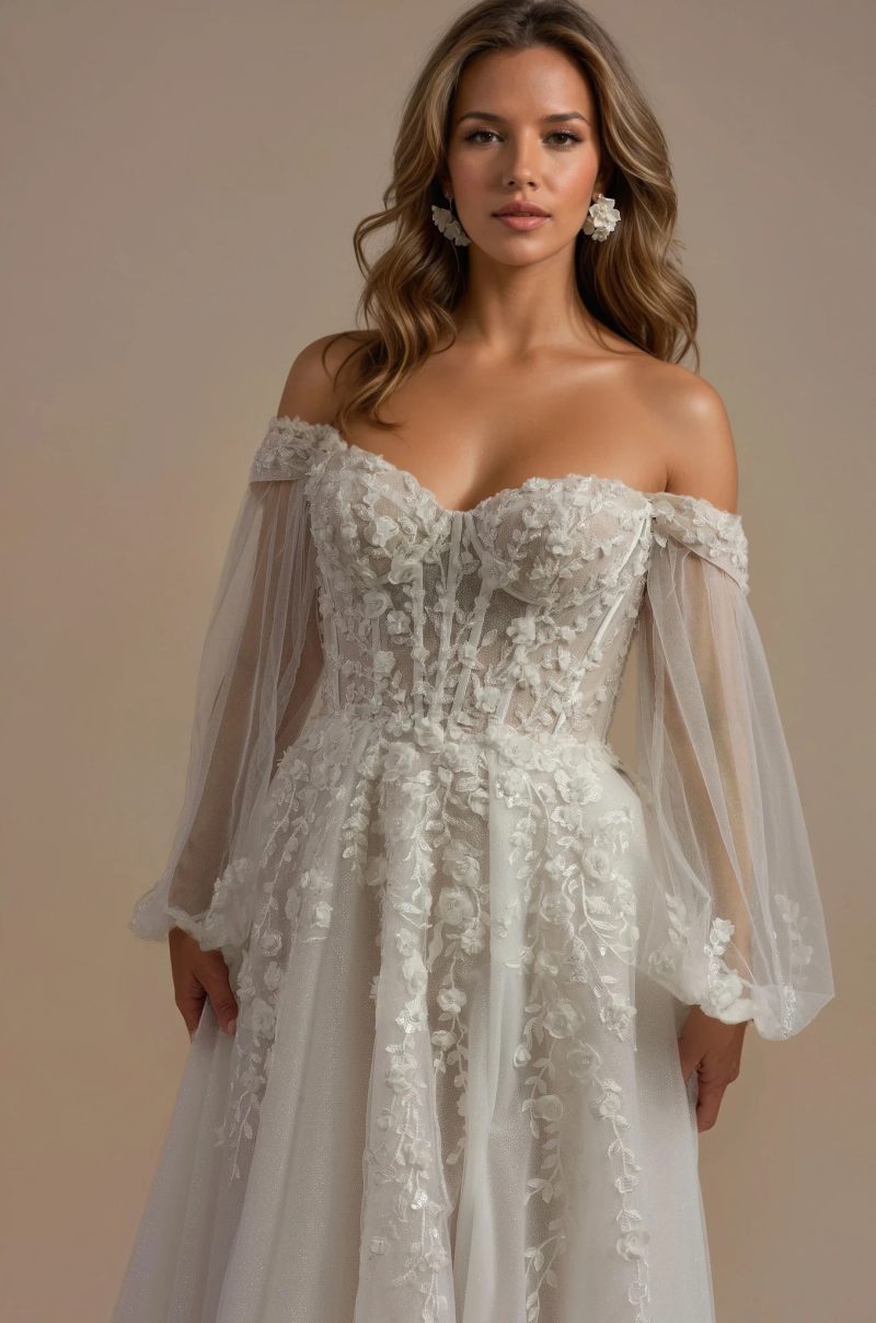 Nikki Dress With Sleeves off the shoulder