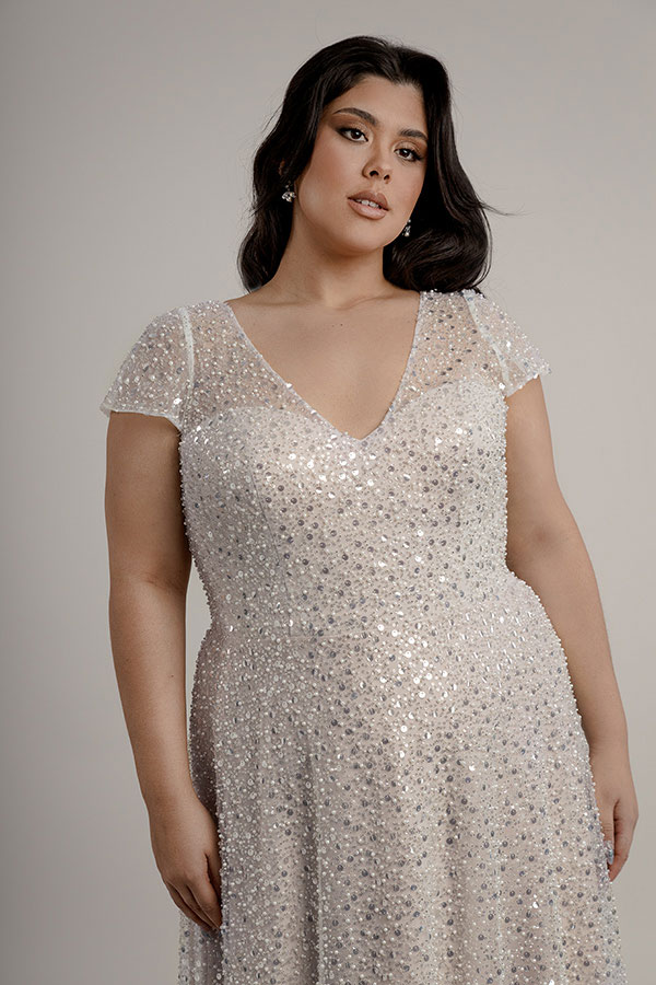 Beaded Plus Size Coloured Dress