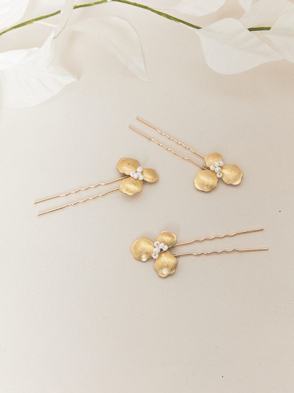 Bold Gold Hair Pins X 3