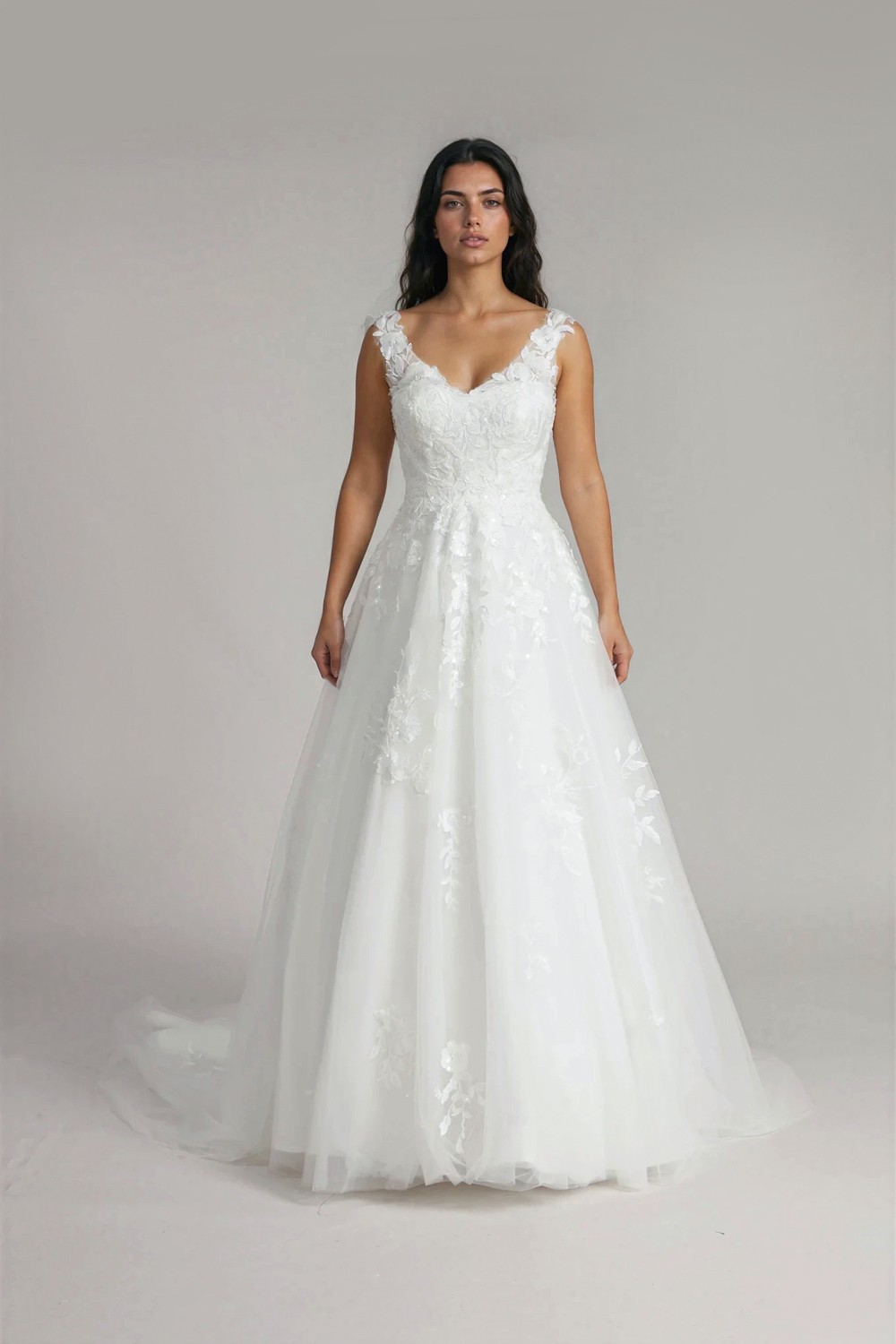 Aline wedding dress with v neckline