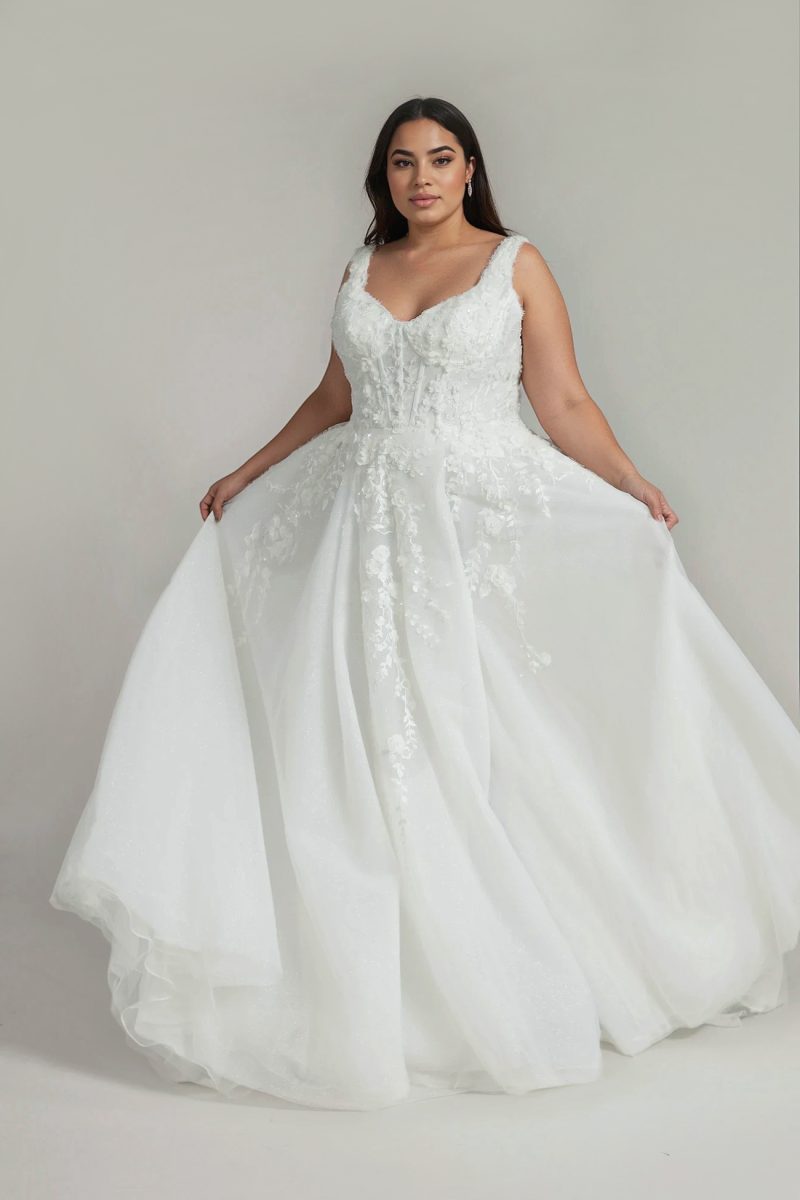 Tiana Plus size dress with corset bodice.