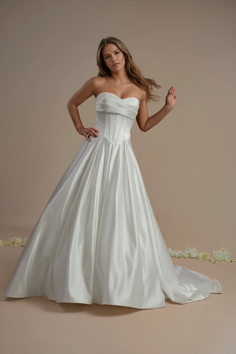 Boned Bridal Dress With Ballgown Skirt