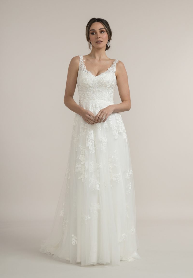 Aline Floral Lace Wedding Gown with straps