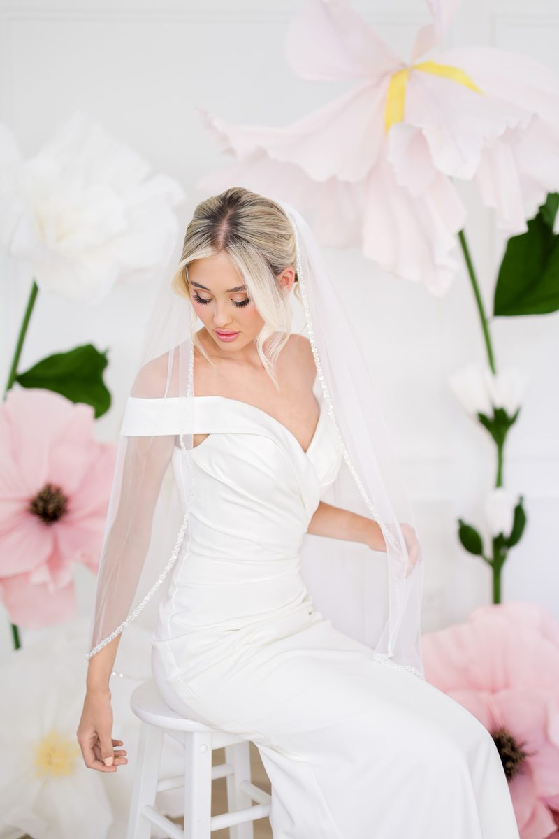 Leah S Designs beaded bridal veil