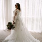 Wedding dress with long train.