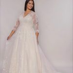 Giselle Wedding Dress in pink with long sleeves