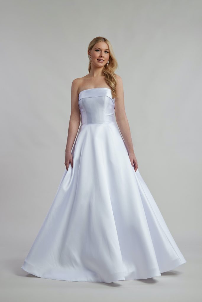 Lottie satin Debutante Dress with fold at top.