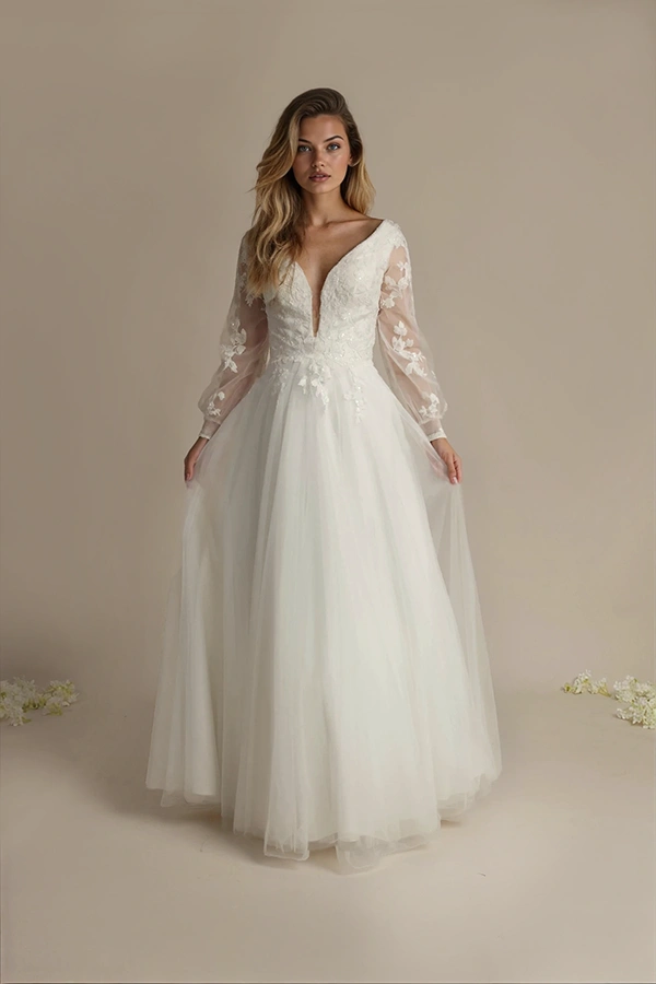 Penny Bridal Dress With Sleeves