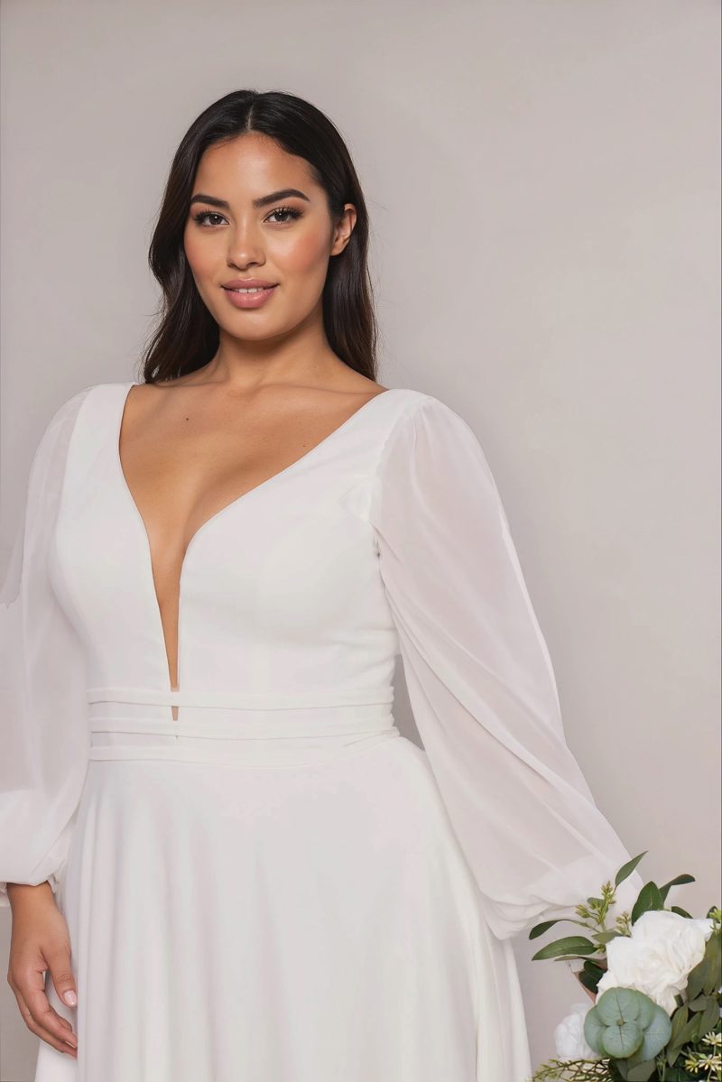 Rita Simple Wedding Dress With Sleeves