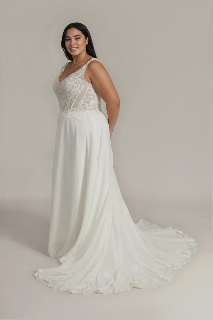 Tessa plus size Wedding Dress with chiffon