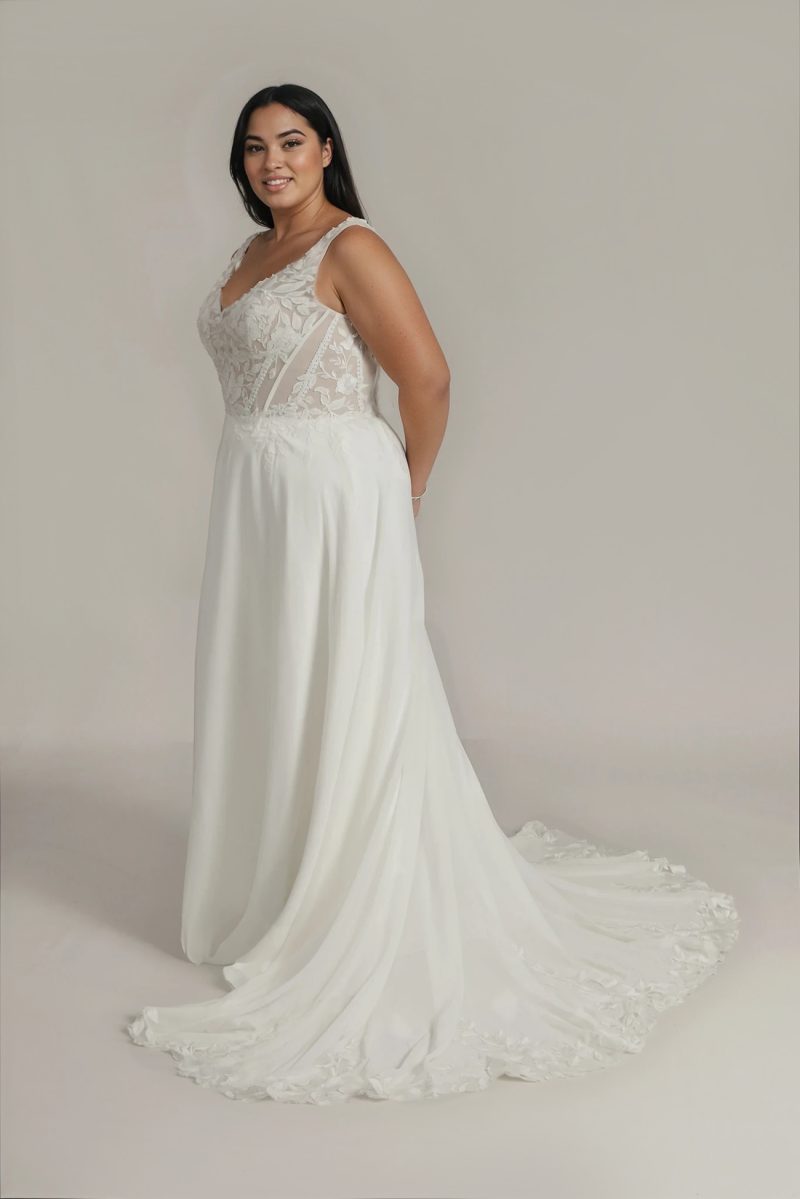 Tessa plus size Wedding Dress with chiffon