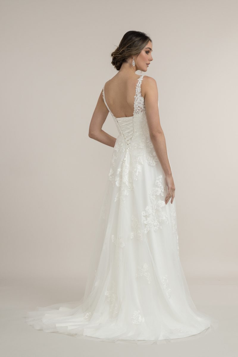 Corset Back Floral Lace wedding dress